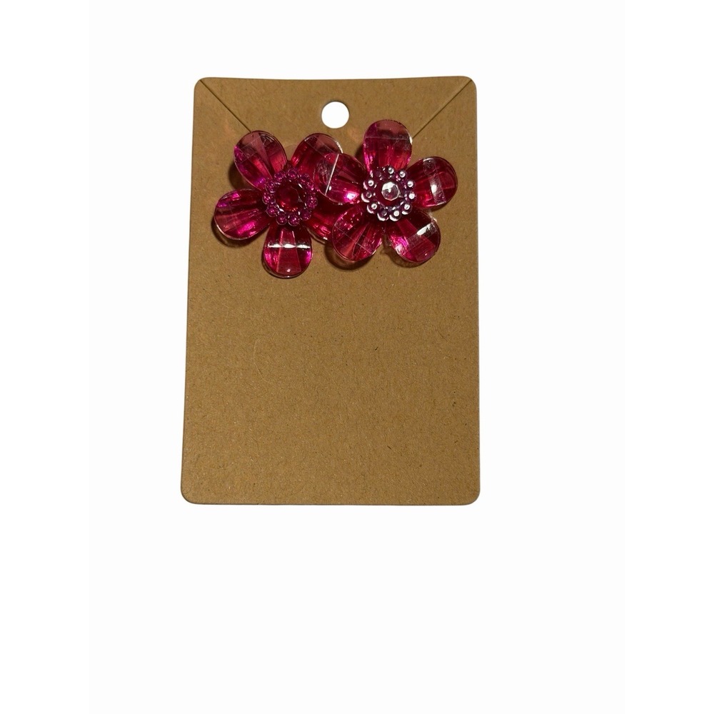 New Novelty Fashion Earrings pink plastic flower stud